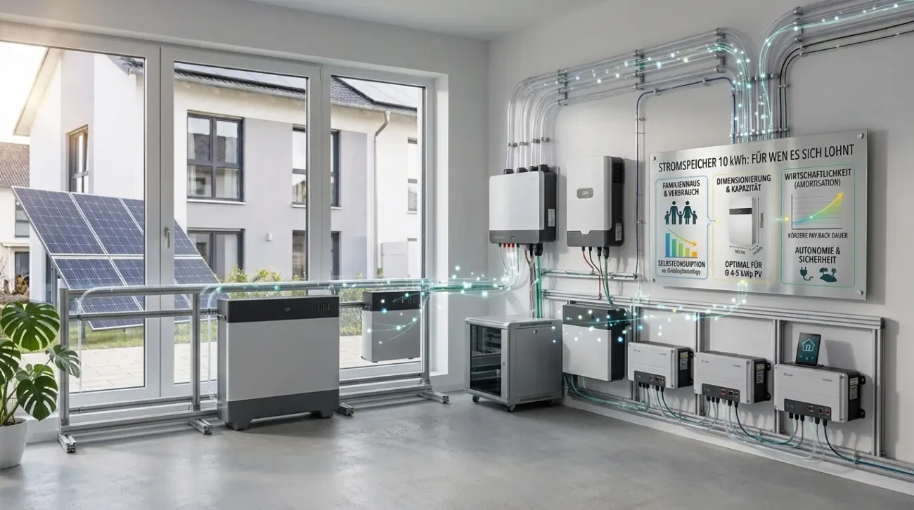 Stromspeicher 10 kWh, Batteriespeicher, PV-Speicher, Photovoltaik, Eigenverbrauch, Autarkie, Stromkosten