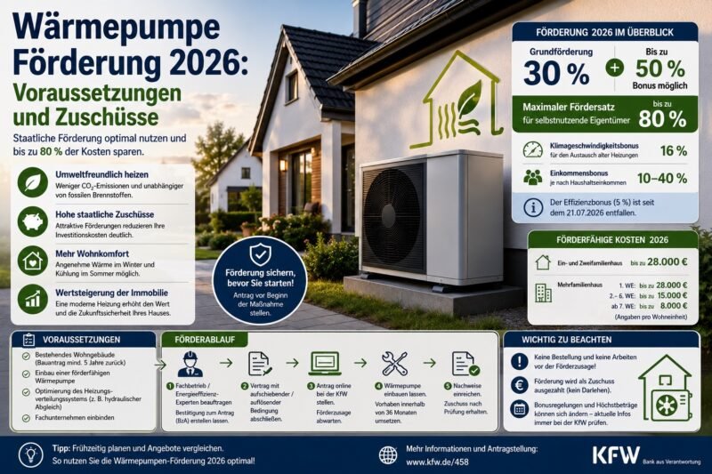Wärmepumpe Förderung 2026: Voraussetzungen und Zuschüsse