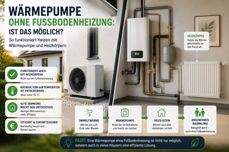 Wärmepumpe ohne Fußbodenheizung: Ist das möglich?