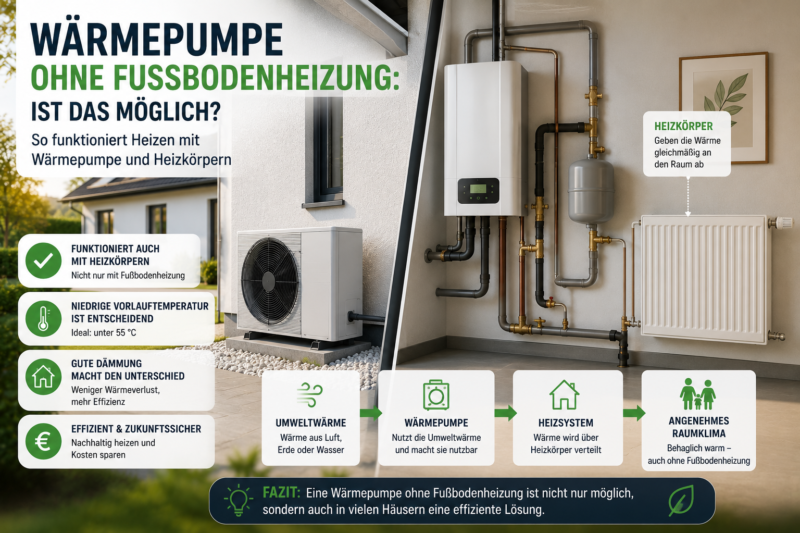 Wärmepumpe ohne Fußbodenheizung: Ist das möglich?