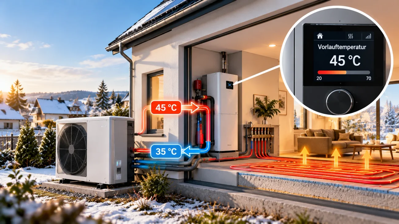 Die Vorlauftemperatur gehört zu den wichtigsten Faktoren für den effizienten Betrieb einer Wärmepumpe. Sie bestimmt, wie heiß das Heizungswasser sein muss, damit die Räume ausreichend warm werden. Grundsätzlich gilt: Je niedriger die benötigte Vorlauftemperatur, desto effizienter kann eine Wärmepumpe arbeiten. Besonders im Altbau entscheidet sie deshalb maßgeblich darüber, wie gut das vorhandene Heizsystem mit einer Wärmepumpe zusammenpasst